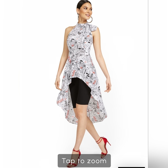 NY & Co. High-Low Halter Neck Bow-Tie Statement Top - Picture 1 of 4